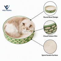 Bac à gratter rond pour chat en carton ondulé, motif nuage, lit avec rebord, mobilier d'intérieur, vente en gros