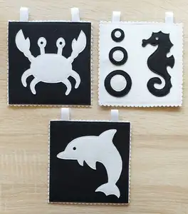 black and white felt baby cards high contrast baby flash cards soft book quiet baby education leaning infants toy