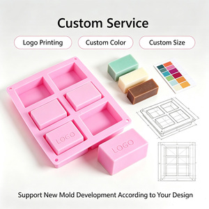 Molde de Silicona Cuadrado de 6 Cavidades para Jabón, Molde para Hacer Jabón Artesanal, Molde de Silicona de Grado Alimenticio, Logotipo Personalizado OEM ODM - Product Image 2