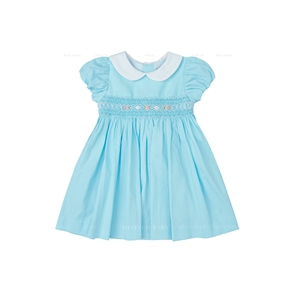 Bon prix filles été respirant vêtements pour enfants bébé été solide coton à manches courtes fille robes décontractées - Product Image 1