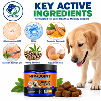 Friandises à mâcher souples OEM pour chiens, avec glucosamine, chondroïtine et chanvre, pour la mobilité des hanches, la flexibilité, la santé du cartilage et des articulations