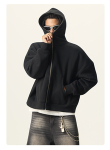 Hoodie Zipper dengan Cetakan DTG Gaya Hiu di Seluruh Bagian, Model Street Heavyweight - Product Image 5