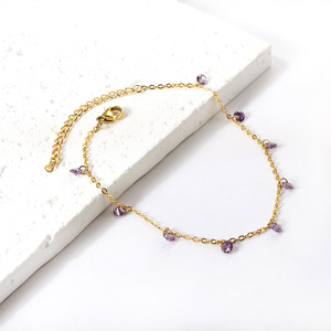 Fashion <b>Anklets</b> 18k <b>Gold</b> Plated Stainless Steel Mixed Color Beach Women's Jewelry - Product Image 3
