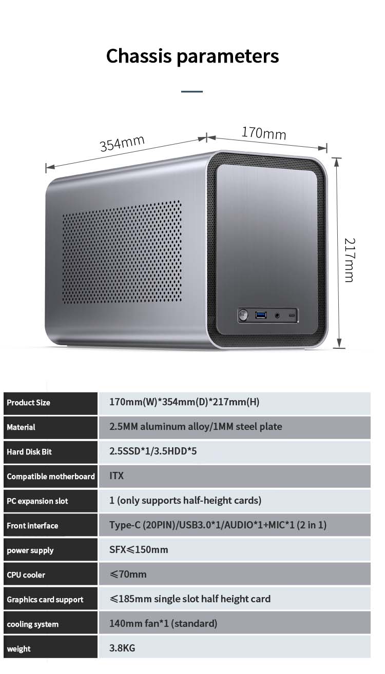 Le châssis en aluminium de N1-bay de Jonsbo s'applique au mini-boîtier de stockage d'entreprise de stockage de nuage de bureau à la maison