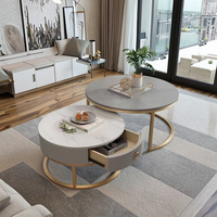 Ensemble de Tables Basses Modernes en Métal Argenté de Luxe, Meuble de Salon avec Finition Miroir Luxueuse pour Usage Domestique