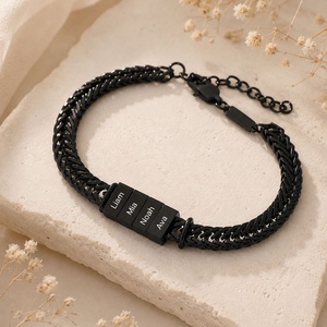 Stainless Steel Custom-engraved Unisex Trendy Gift Bracelet Anti-fade English <b>Lettering</b> Individually Packaged; Cross-border - Product Image 3
