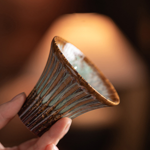 Hot Selling Vertical Striped Ceramic Espresso Coffee Cup Kiln Glazed Porcelain Tea Cup - Product Image 3