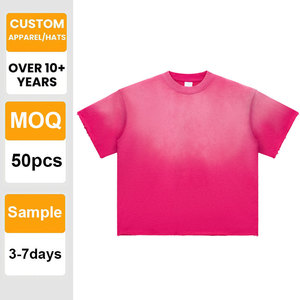 เสื้อยืดเปล่าแบบสั่งทำพิเศษ ทรงหลวม ไหล่ตก ลายไล่เฉดสี 100% ผ้าฝ้าย ขายส่ง รับสกรีน ปัก สำหรับผู้ชาย - Product Image 1