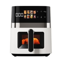 Friteuse à air numérique 6L à moule exclusif, design carré, 1350W, à commande tactile, sans huile, pour la maison