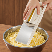 Mandoline-snijder 5 in 1 met handbeschermer, groentesnijder van roestvrij staal, verstelbare dikte voor aardappel, ui, fruit, 2 messen