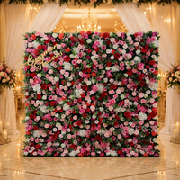 Nouvelle conception d'usine : Mur de fleurs artificielles roses blanches, idéal pour les fêtes d'anniversaire romantiques, les mariages et les banquets
