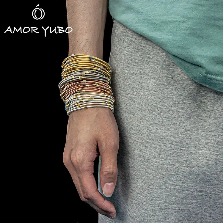 Amoryubo Custom Elastic Stainless Steel Beads Bangle Bracelet For Women 2020 Handmade Jewelry