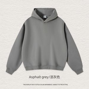 Áo hoodie nỉ dày, rộng thùng thình, có nhãn cao su, kiểu dáng ngắn, bộ đồ thể thao nỉ dày, áo hoodie nam nặng ký - Product Image 4