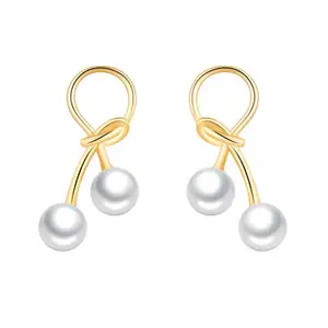 Fashion Freshwater Natural Pearl Real Silver 925 Needle Knot Design Hoop Earring For Lively Girl Design