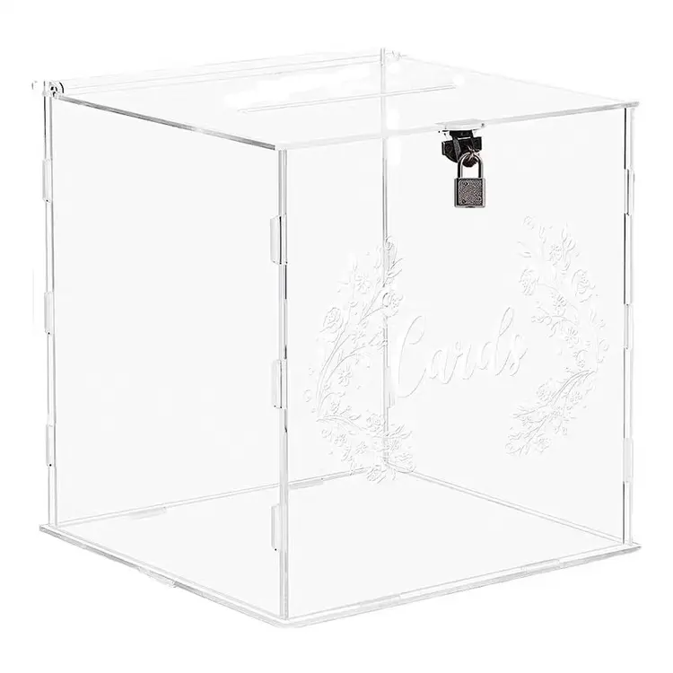 Caja de tarjeta acrílica transparente personalizada exclusiva transfronteriza de China con caja decorativa reutilizable desmontable con cerradura