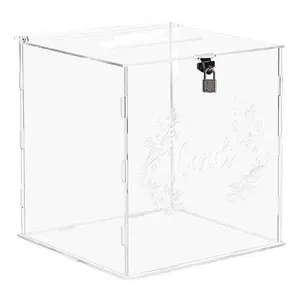 China cross-border exclusive custom transparent acrylic card box with lock detachable reusable decorative box