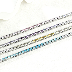 Brazaletes CZ Steel Iced Out Zirconia Cubic Chain 4mm 5mm Moda 18K Chapado en oro Moissanite Jewelry Cut Tennis Bracelet para <span class=keywords><strong>mujer</strong></span> - Product Image 2