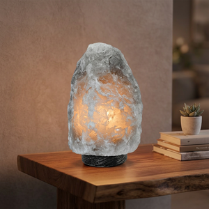 Lámpara de Sal del Himalaya Gris Cristal de Calidad Premium, Ecológica, con Forma Natural Decorativa, con Interruptor Regulador de Intensidad y Técnica de Tallado - Product Image 1