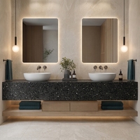 Dalle de terrazzo en pierre naturelle, comptoir de luxe en terrazzo, projet d'aménagement intérieur commercial moderne