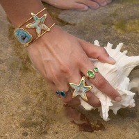 Ensemble de bijoux en acier inoxydable plaqué or, style vacances à la plage, coquillages et étoiles de mer, collier, bracelet, boucles d'oreilles