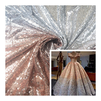Vente en gros de tissu de broderie à paillettes de 3mm, dégradé de paillettes à surface brillante, tissu de broderie à paillettes