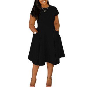 Los estilos más vendidos de BDBH: Vestido casual de verano para mujer con bolsillos redondos, corte ajustado y falda en A. - Product Image 1