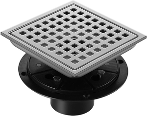 Desagüe de ducha cuadrado de 6 pulgadas de acero inoxidable SUS 304 con rejilla extraíble y brida para baño - Product Image 5
