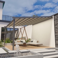 Systèmes de toiture rétractables personnalisés, pergola en aluminium résistant à la pluie, taille personnalisée, revêtement en poudre, écran naturel
