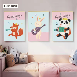 Nordic Nursery <strong>Wall</strong> <strong>Art</strong> with Cute Cartoon Animal Children's Painting Oil Canvas Framed for Baby Room Decoration - Product Image 2