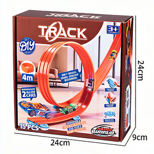Pista de Carreras de Plástico Flexible para Niños, 19 Pies, con Ventosas y Autos a Escala 1:16 - Product Image 6