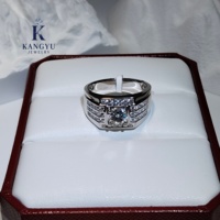 Bague Kangyu de luxe Hip Hop en argent sterling 925, 7g, avec moissanite taille brillant en grappe, sertie à griffes, certifiée GRA, unisexe
