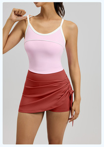 Women's Autumn Sports Suit Two-Piece Set Vest <b>Skirt</b> Shorts Striped Eco-Friendly Breathable Slimming Running Fitness Yoga Wear - Product Image 5