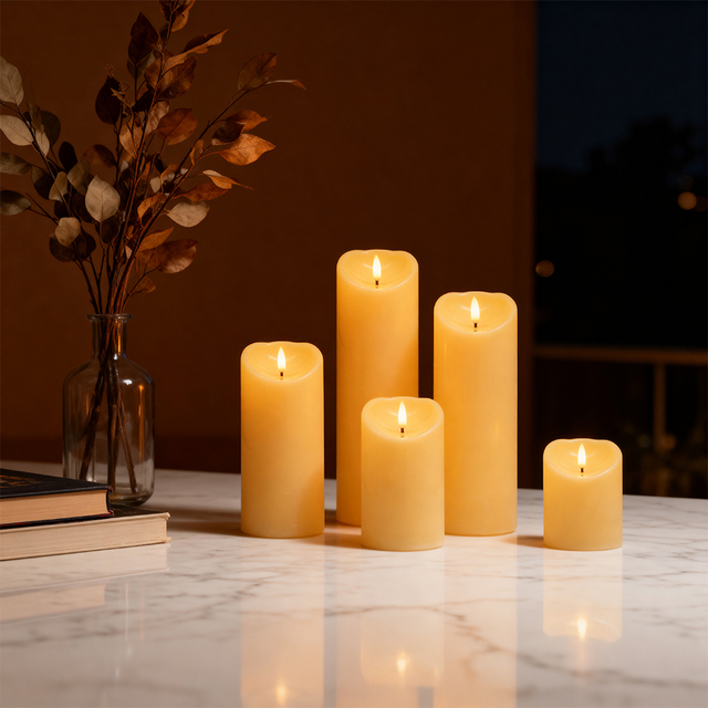 Set of 5 Flickering LED Flameless Candles Bulk Pack Battery Operated Plastic for Living Room Halloween Birthdays Parties