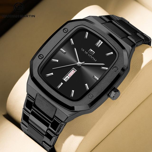 VA VA VOOM Original Fashion Square Case Watches for Men Custom Logo Rectangle Calendar Waterproof Luxury Business Man WristWatch