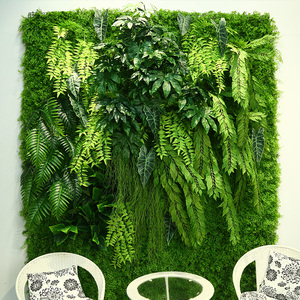 Panel de Pared de Plantas Artificiales con Protección UV, Estilo Selva, Verde, con Césped y Follaje, para Decoración de Fiestas de Cumpleaños - Product Image 1