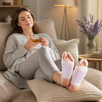 Patch pour les pieds au gingembre à logo personnalisé, apaisant, chaud et confortable, à base d'extraits naturels pour la relaxation et les soins quotidiens des pieds