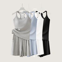 Ensemble de pyjama pour femmes avec dos en Y, coussinets de poitrine, taille élastique, respirant et doux