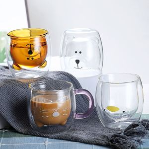 Mug à double paroi en verre avec poignée, motif ours mignon, pour thé, lait, café, expresso, bière de Noël - Product Image 4