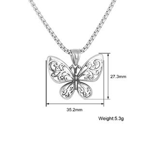 Liontin Kupu-kupu Berongga Wanita, Perhiasan Bebas Noda Modis Baja Tahan Karat dengan Efek <span class=keywords><strong>3D</strong></span> - Product Image 2