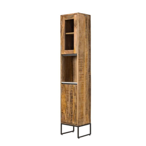 <b>Rustic</b> Solid Wood Tall <b>Cabinet</b> With 2 Doors And Metal Legs Living Room Storage Furniture in bulk price - Product Image 4