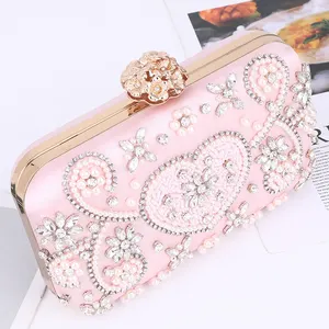 New Elegant Beaded Diamond Purse Bridal Crossbody Rhinestone Party Evening Dinner Luxury Handmade Embroidery Wedding Dinner Bag