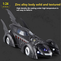 Modèle de voiture miniature QY 1:24 sous licence, modèle de voiture en alliage Batman 1995, simulation avec effets sonores et lumineux, modèle de voiture en métal de collection