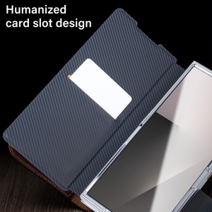Étui portefeuille en cuir à rabat pour <span class=keywords><strong>Samsung</strong></span> Z <span class=keywords><strong>Fold</strong></span> 7 6 5 4 <span class=keywords><strong>3</strong></span> avec film de protection en verre avant antichoc vente en gros - Product Image 3
