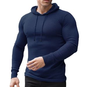 Sudadera con Capucha Deportiva Personalizada al por Mayor para Hombre, Ropa de Entrenamiento Ajustada de Primavera y Otoño, de Punto, de Manga Larga - Product Image 1