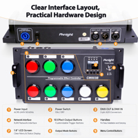 PKnight CM003B Contrôleur enregistreur de scènes DMX 8 boutons, 16 actions de scène, Emplacement pour batterie 18650, Lecture DMX512 Art-Net SACN, Boîtier moulé sous pression