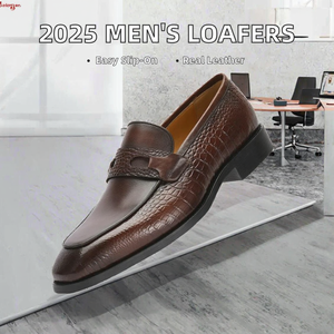Nouvelles Chaussures Habillées en Cuir de Vachette Première Couche pour Hommes 2025 – Mocassins Penny Haut de Gamme Faits Main en Caoutchouc Style Haricot pour Affaires - Product Image 2
