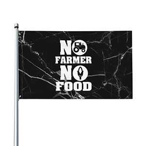 Bandera Negra Impermeable de 3 x 5 Pies con la Frase 'No Farmer No Food' para Decoración de Exteriores en Primavera y Verano - Product Image 1