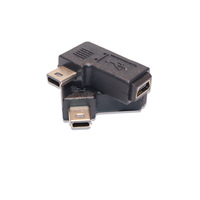 Adaptador Mini USB Macho a Hembra, Conector de 5 Pines con Curva a la Derecha de 90 Grados para Dispositivos con Interfaz Mini