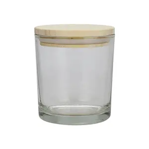磨砂厚合理价格中国批发竹盖回收玻璃蜡烛罐50毫升