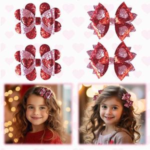 Handmade Elegant Metal Hair Clips Valentine's Day Shiny Love <b>Bow</b> for Little Girls Perfect <b>Gift</b> with Ribbon - Product Image 5